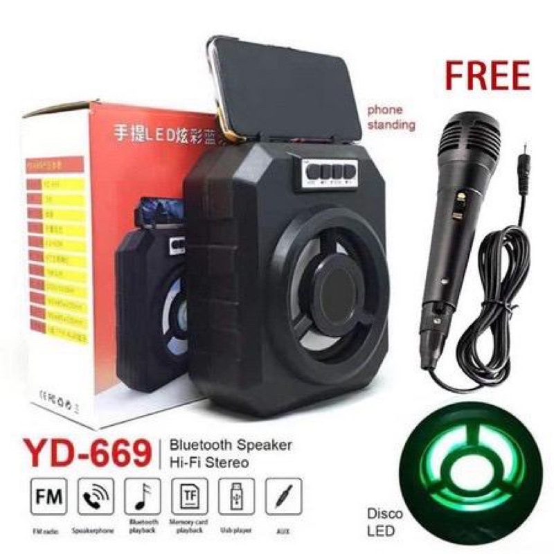 SPEAKER BLUETOOTH KARAOKE YD-669 speaker bluetooth + Mic karaoke portabel big bass & sound