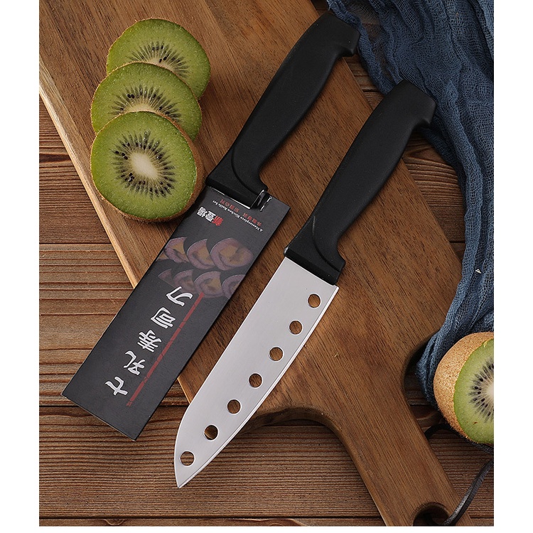 Pisau Paring Gagang Hitam Lubang hole Dapur Buah Sayuran Stainless Steel Paring Knife Fruit Vegetables Kitchen Black Serbaguna