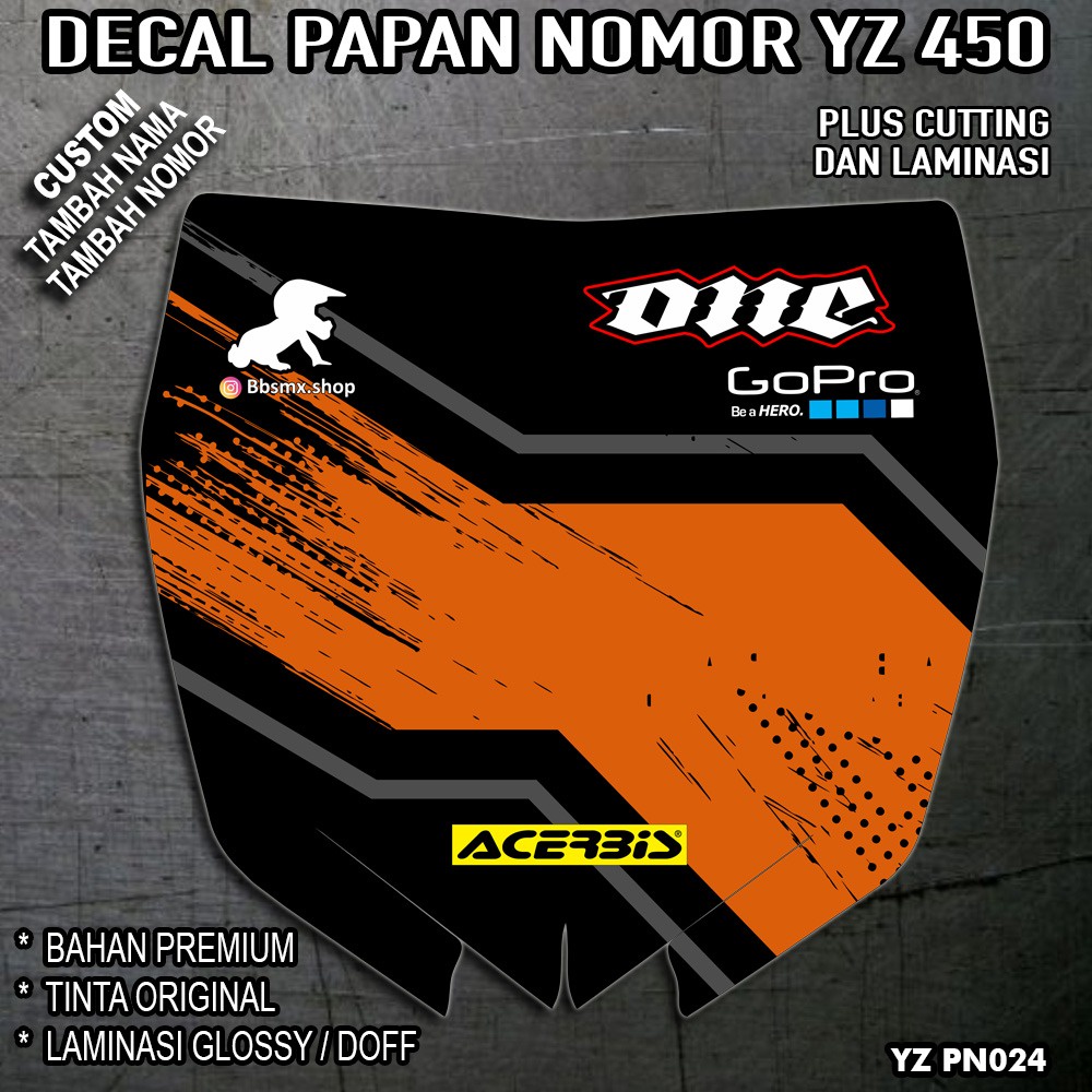 DECAL PAPAN NOMOR YZ 450