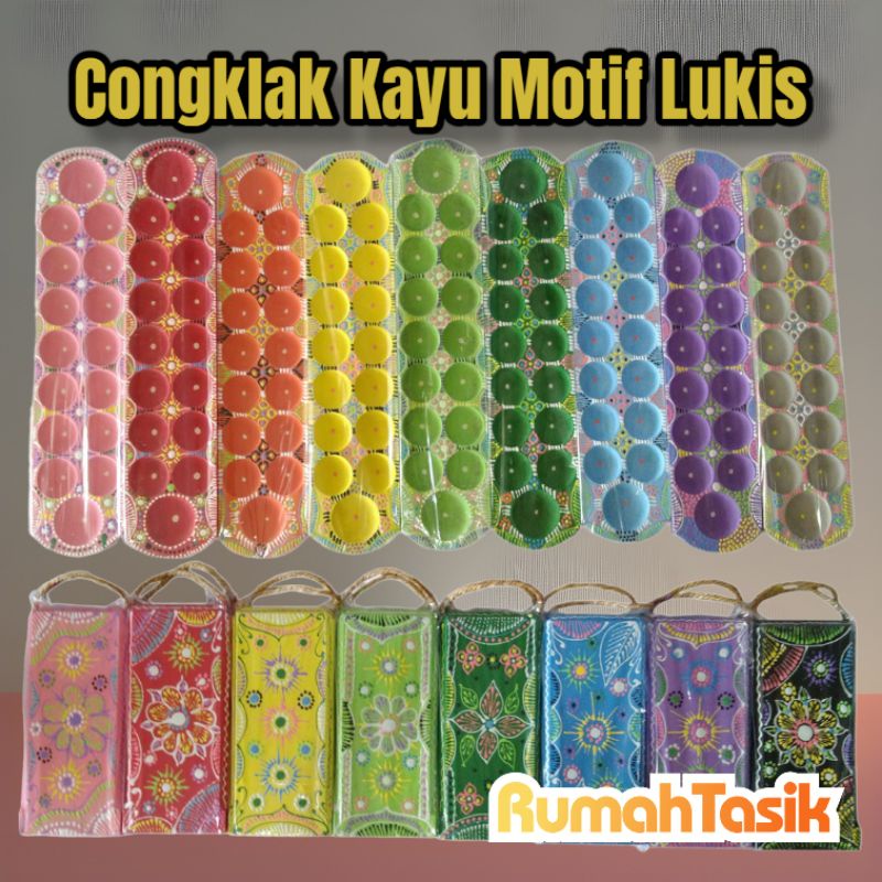 Mainan Tradisional Congklak Dakon Kayu Motif Lukis Plus 100Pc Kerang Kuwuk Asli