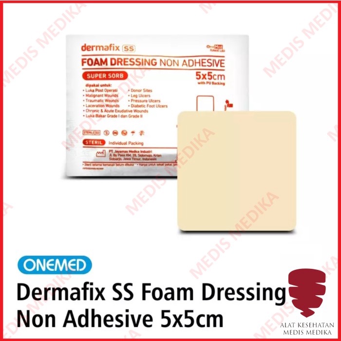 Dermafix SS 5 x 5 cm OneMed Non Adhesive Foam Dressing Plester Luka Plaster Sesar 5x5 5x5cm