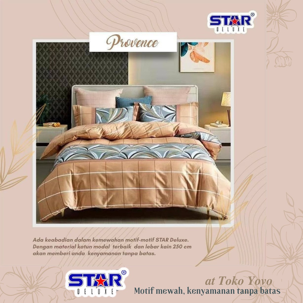 Sprei Katun Halus Pria Star Provence Kotak Coklat Brown Gold Seprei
