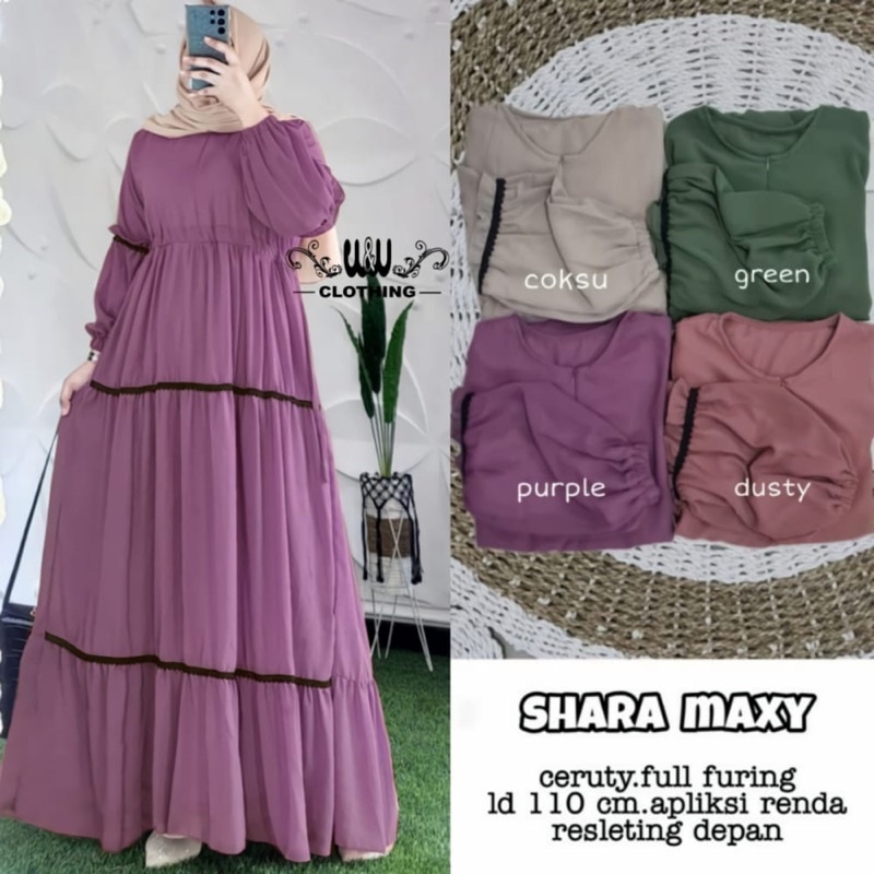 SHARA MAXY ORI W&amp;W | Gamis/dress Ceruty full furing