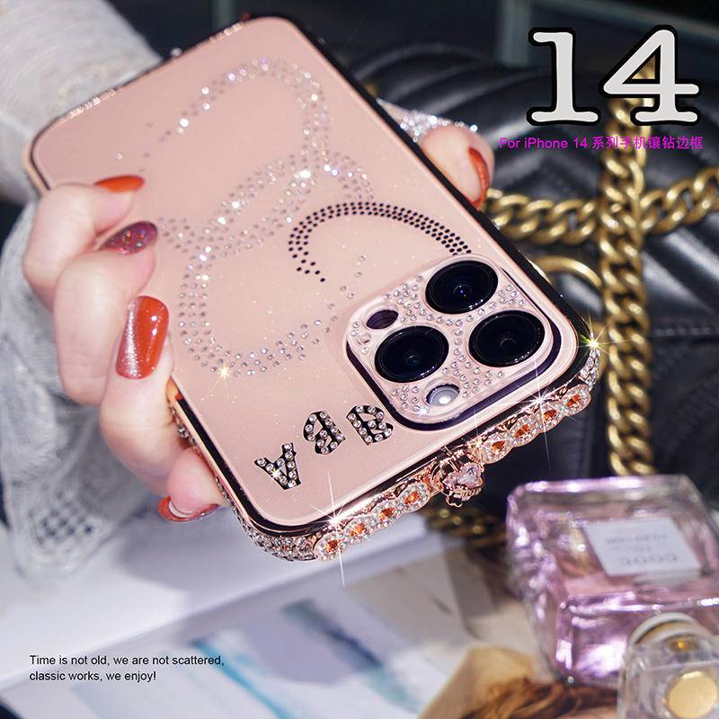 IPHONE Bling Berlian Mibile Ponsel Bumper Armor Case Untuk iPhone14 13 12 11 Pro Plus Case Glitter Berlian Imitasi Bingkai Logam Untuk iPhone14 iPhone13 iPhone12 iPhone11