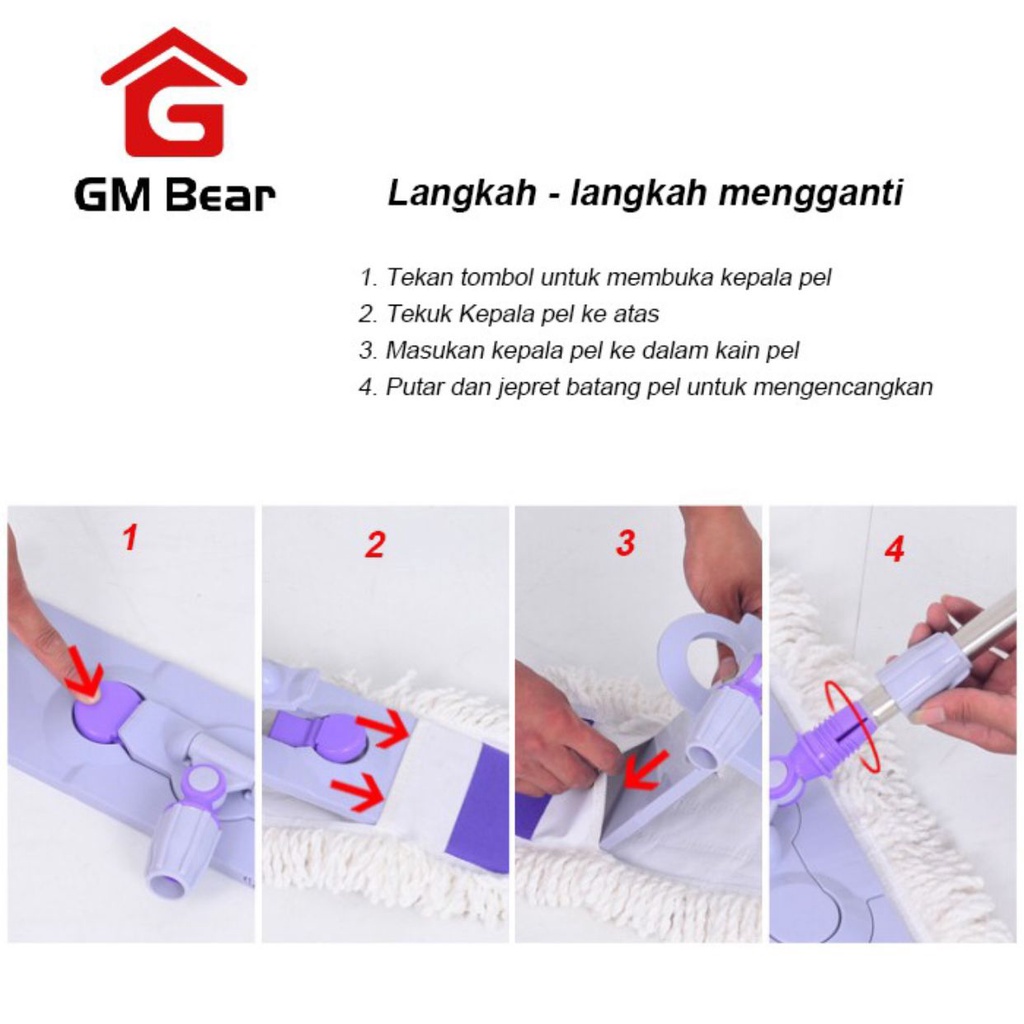 Alat Pel Lantai Ungu GM Bear - Ultra Mop Cleanze 1060 Pel Sapu Lantai