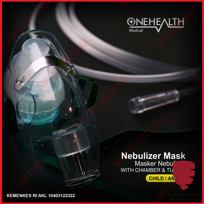 Masker Nebulizer Dewasa OneHealth Nebuliser Mask Alat Bantu Pernapasan Napas Pernafasan Nafas Uap Adult L Large