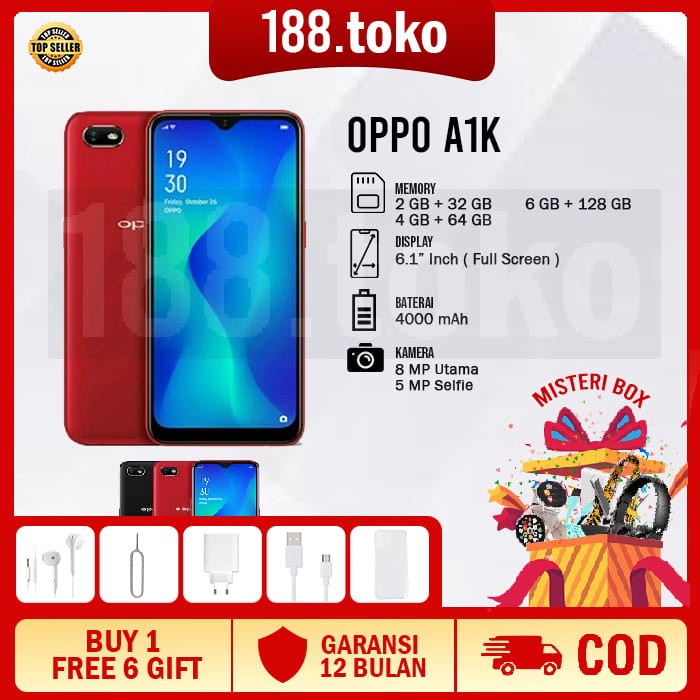 Handphone OPPO A1K RAM 6/128 GB  Hp Smartphone 99% Baru