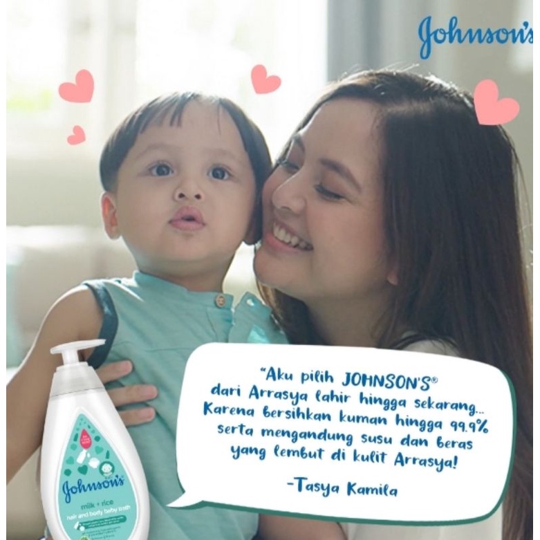 Johnsons Milk + Rice Hair &amp; Body Baby Bath Sabun Bayi Pump 500ml
