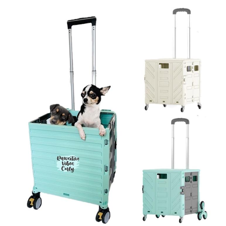 Trolley Keranjang Lipat - Folded Trolley Dog Stroller Troley Lipat - Pet Stroller Anjing - Keranjang