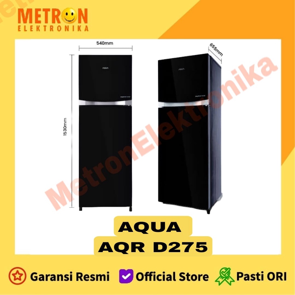 AQUA AQR D 275 R BK / BLACK LEMARI ES KULKAS 2 PINTU / AQRD275RBK