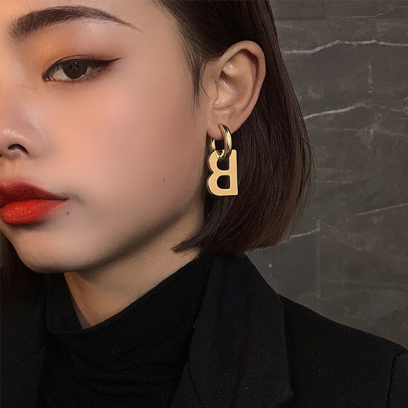 Anting Hoop B titanium anti karat harga grosir bisa cod