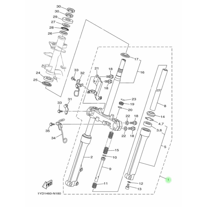 FRONT FORK AS SHOCK SHOK DEPAN FINO FI 115 ASLI ORI YAMAHA 1YD F3100 00