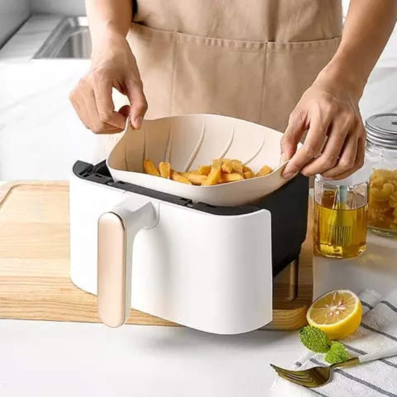 Reusable Food Grade Dishwasher Safe Airfryer Pan Tray Silicone Pot For Airfryer