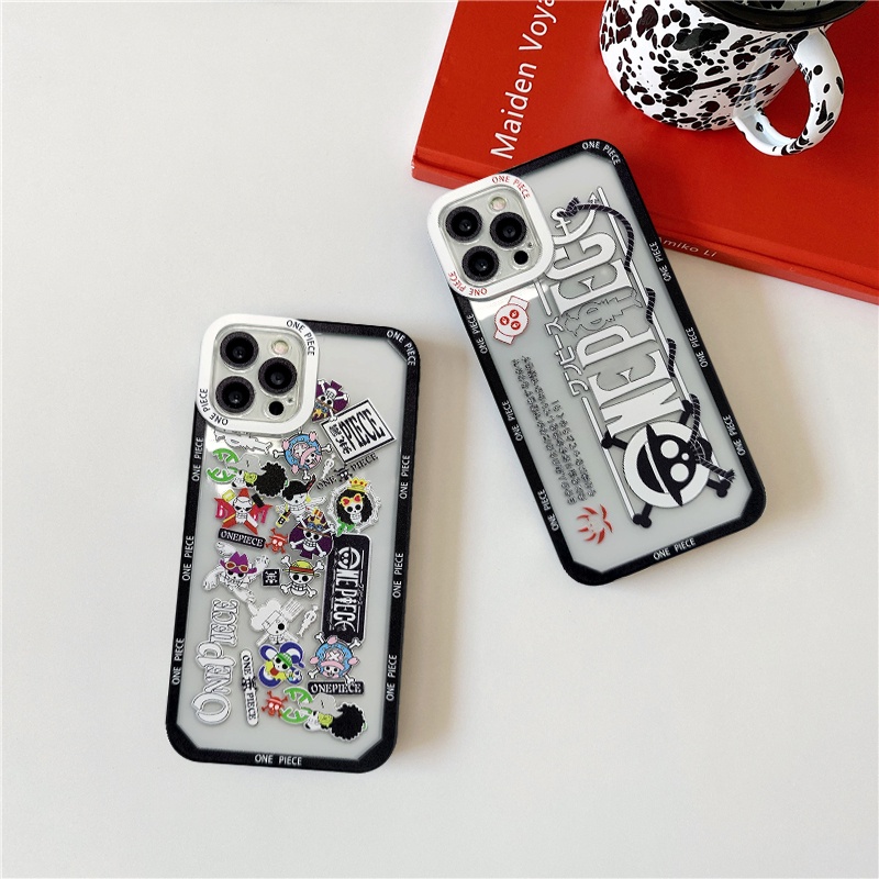 IPHONE Casing Ponsel Lembut Kartun Tahan Guncangan Untuk Iphone7 8 Plus11 12 13 Pro XS Max 6 6s 7 8xr X SE 2020 14 Pro Max Kartun Motif One Piece Bening Lembut TPU Belakang Transparan Pasangan Case