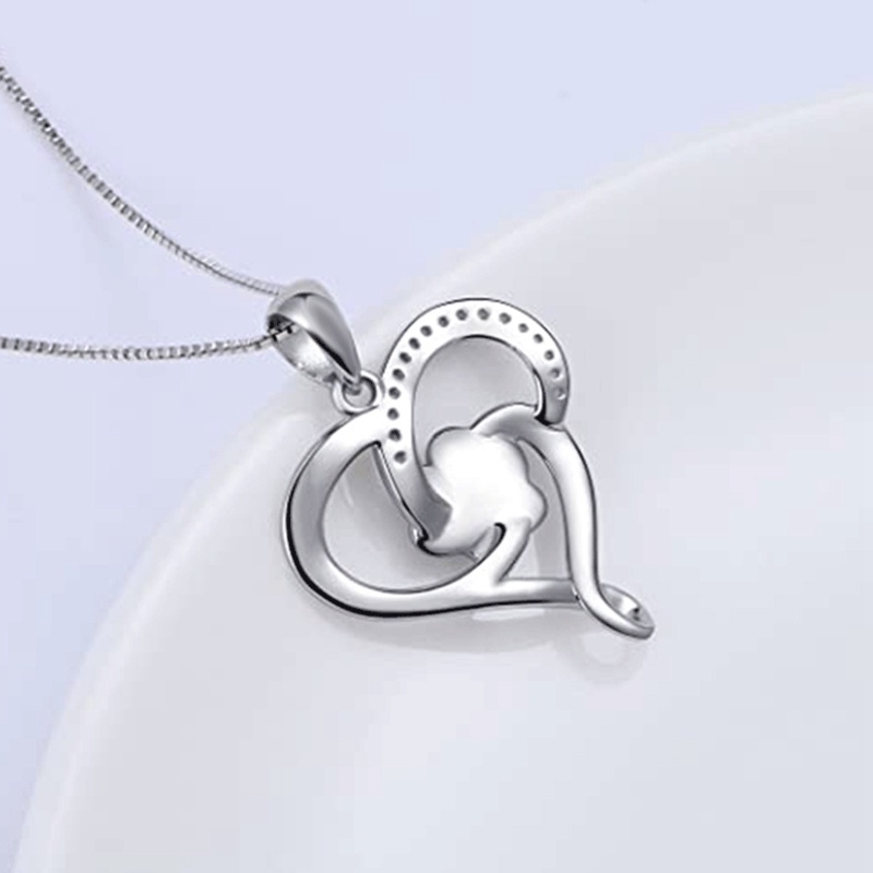 Kalung Hati Jejak Kaki Anjing Hitam Untuk Wanita Rantai Kotak Lucu Liontin Kalung Pesta Ulang Tahun Hadiah Pernyataan Perhiasan