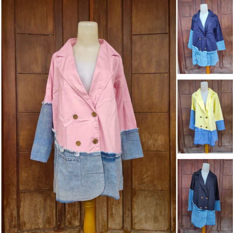 Blazer Katun mix Jeans Wash Rawis Premium Korean Style