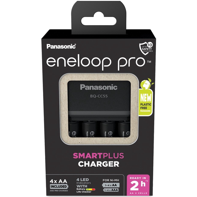 Panasonic Smart &amp; Quick Charger Eneloop Pro 2 hrs 4 Battery Premium New Original