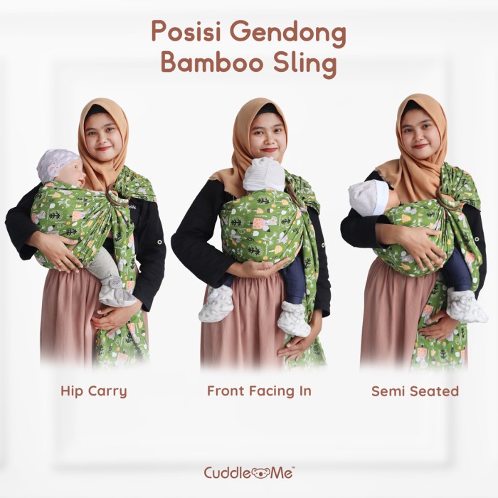 Gene Cuddle Me Bamboo Sling Ring Polos Gendongan Cukin Kain Jarik Modern
