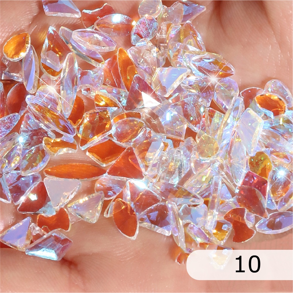 【 COD 】100pcs/perbungkus Hiasan Kuku 3D Bentuk Geometri Aksen Glitter + Berlian Imitasi Untuk Nail Art / Manicure