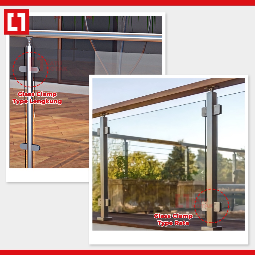 Glass Clip Klem Railing Tiang Balkon Penjepit Kaca Stainless - Weldom