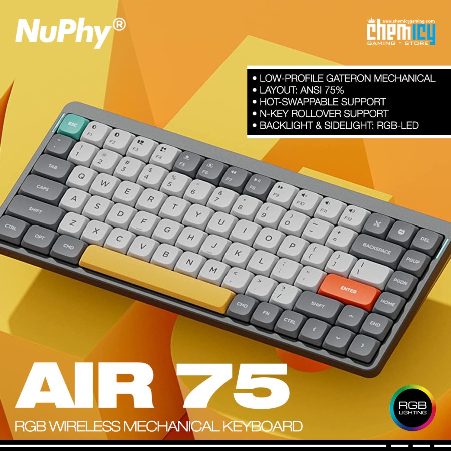 NuPhy Air75 / Air 75 RGB Wireless Hotswap Mechanical Gaming Keyboard