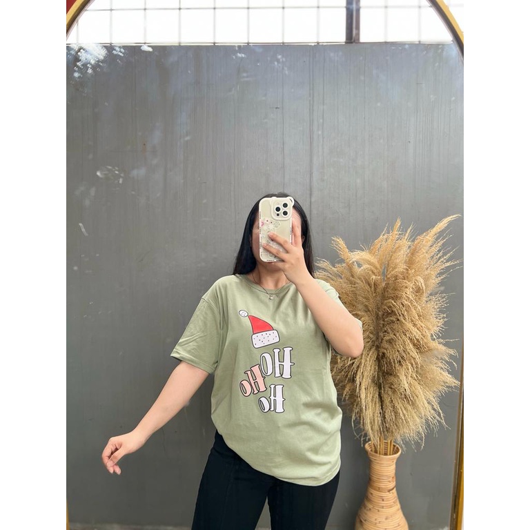 HOHOHO CHRISTMAS COLLECTION MERRY NATAL | BAJU KAOS TUMBLR TEE TSHIRT HIJAU BOTOL OVERSIZE | PUTIH |