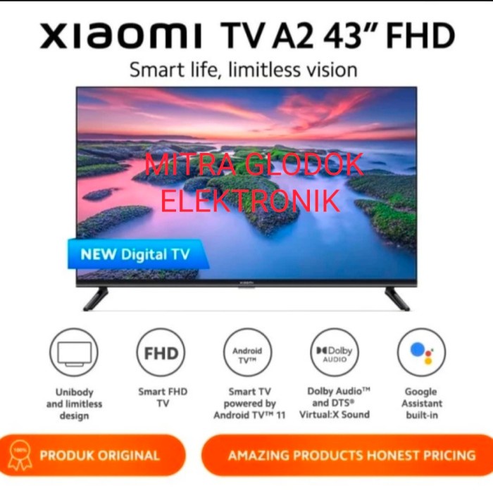 NEWLED TV XIAOMI 43inch A2 ANDROID DIGITAL GOOGLE play NETFLIX DISNEY