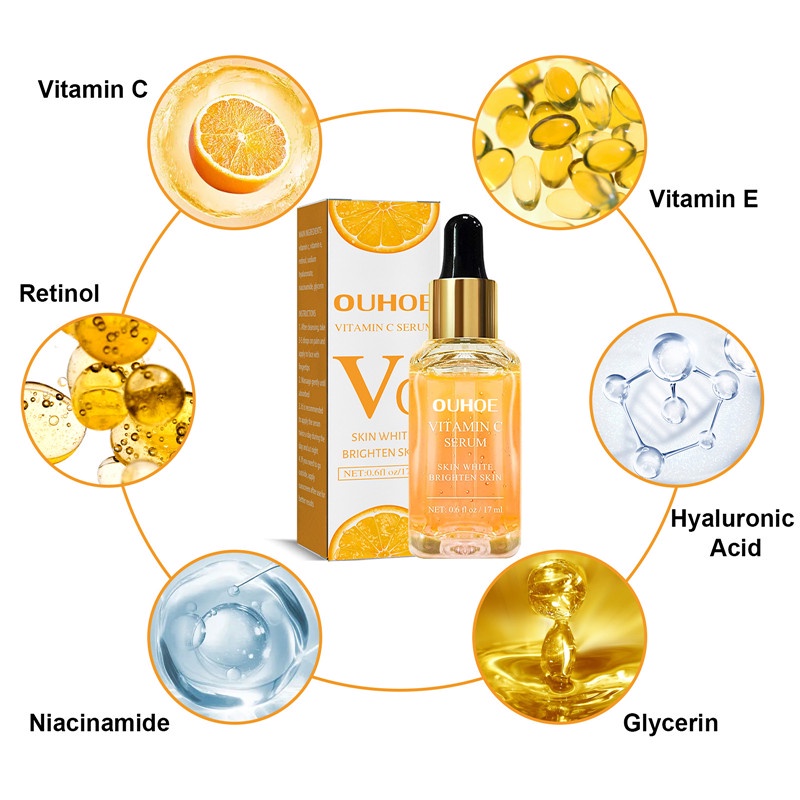 Vitamin C Serum Wajah Pemutih Perawatan Kulit Fade Spot 17ml Remove Wrinkles Anti-Aging Collagen Essence