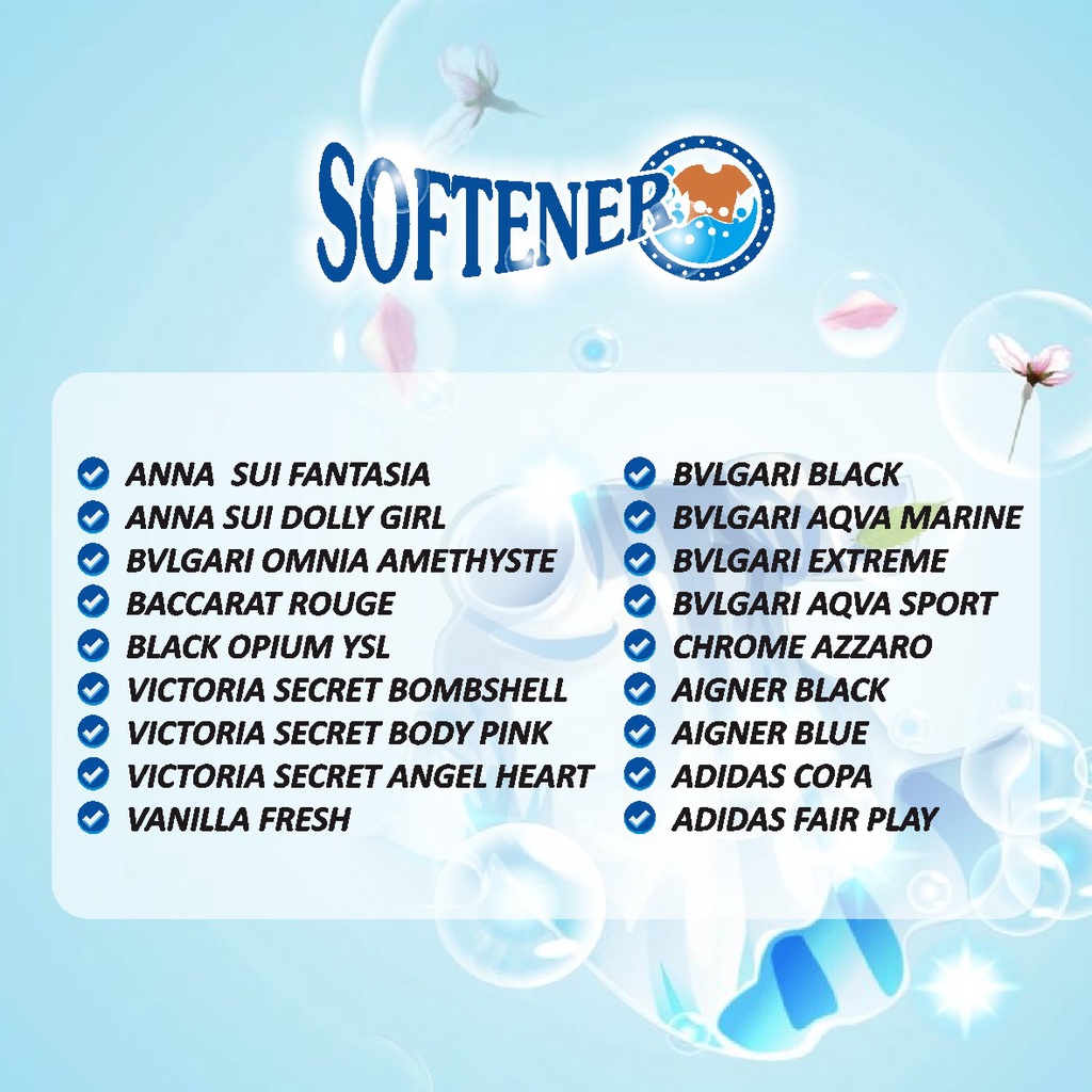 Softerner Pelembut dan Pewangi Pakaian Aroma Parfum EDT Anti Apek Kemasan 1 LIter PET