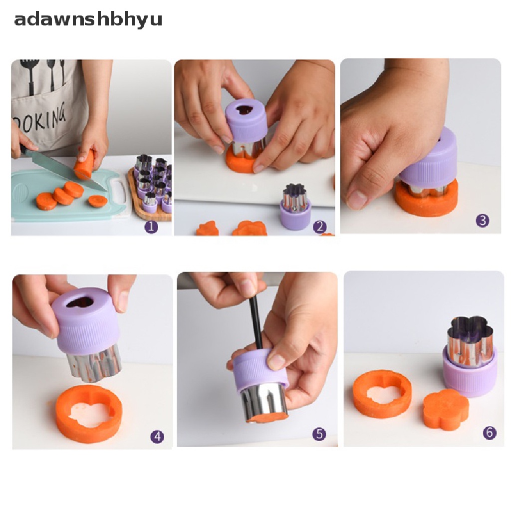 Adawnshbhyu 1PC Pemotong Sayuran Gagang Plastik Stainless Buah Cutg Die Gadget Dapur ID