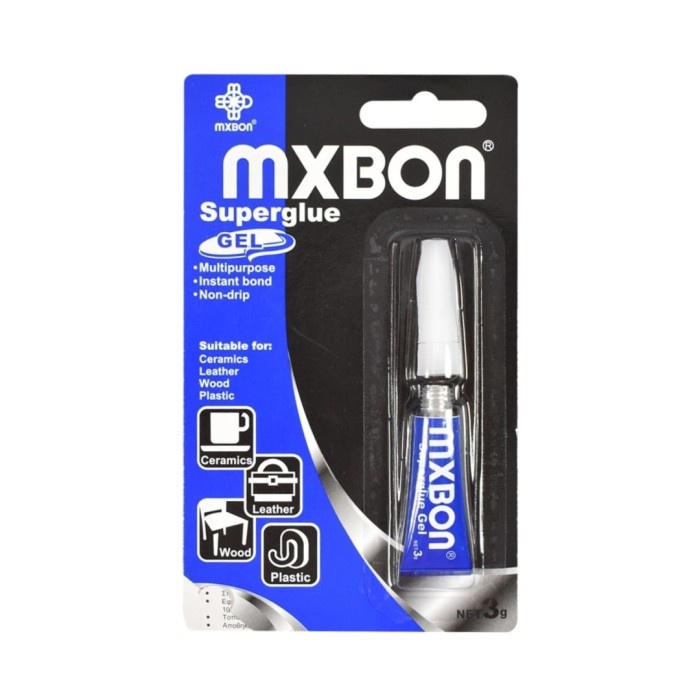 

Lem Untuk Keramik Kulit Kayu Dan Plastik Mxbon Super Glue Gel 3mL