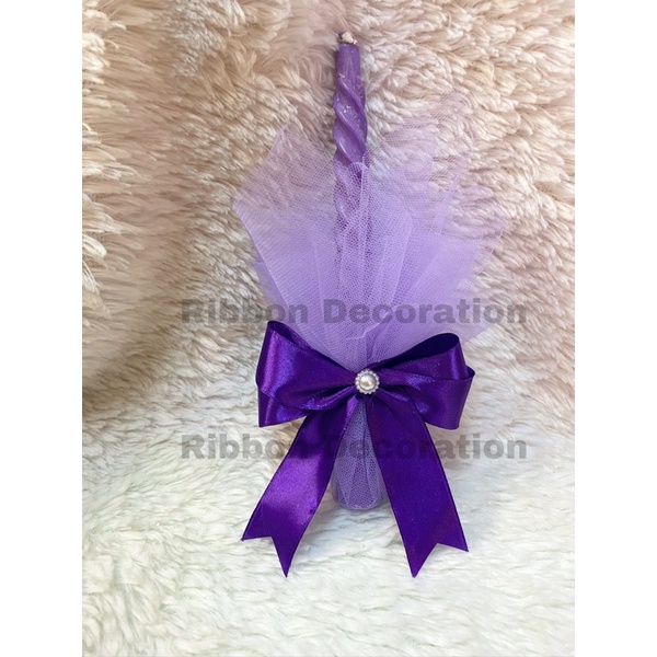 Lilin pita satin hias rumbai bunga tile Ungu ( Purple ) / Paskah / Natal / Christmas / Sweet Sevente