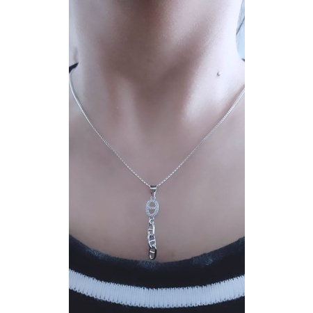 kalung rantai itali santa+liontin panjang carti*r mp/perak asli silver 925 lapis emas/perhiasan fashion wanita terbaru