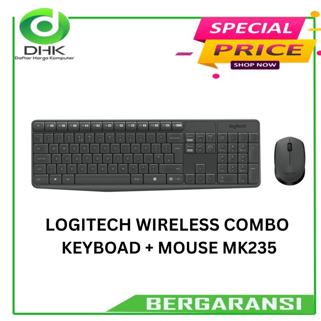 LOGITECH WIRELESS COMBO KEYBOAD + MOUSE MK235