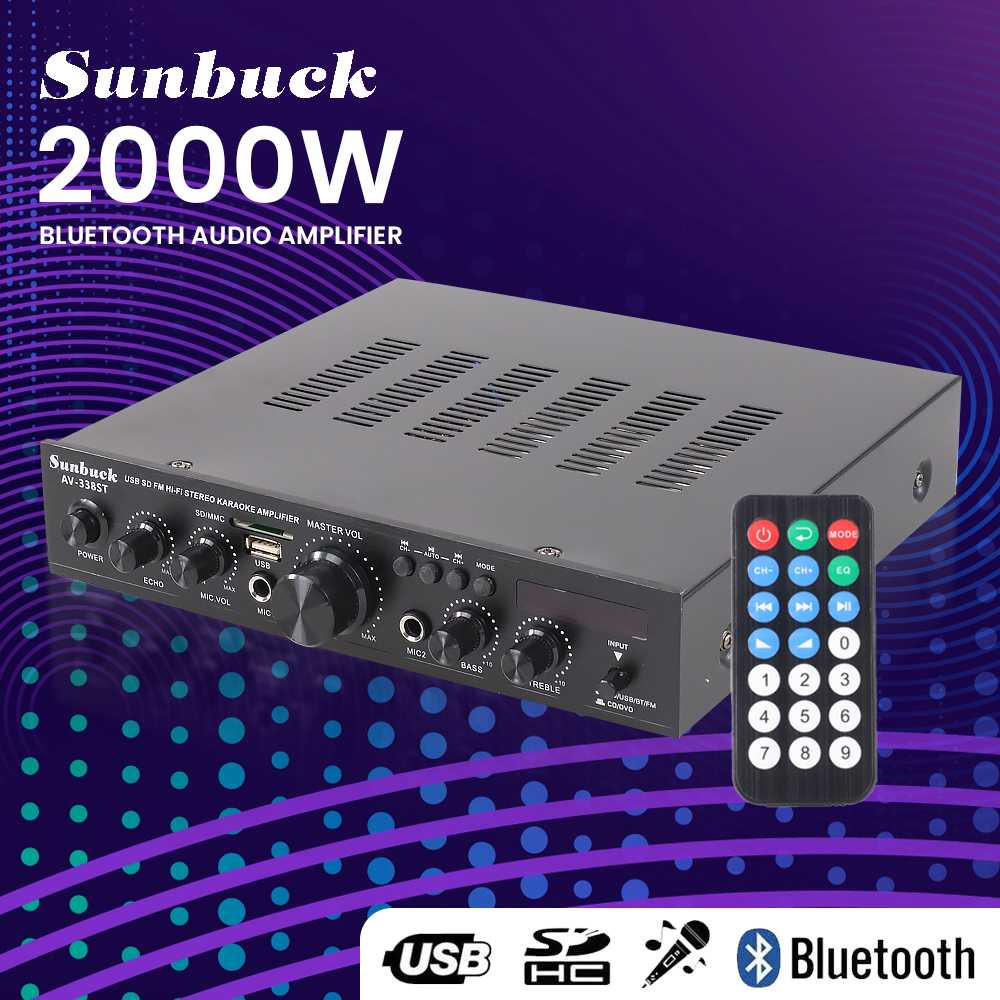 Sunbuck Audio Amplifier Bluetooth EQ Karaoke FM 2000W - AV-338ST ( Mughnii )