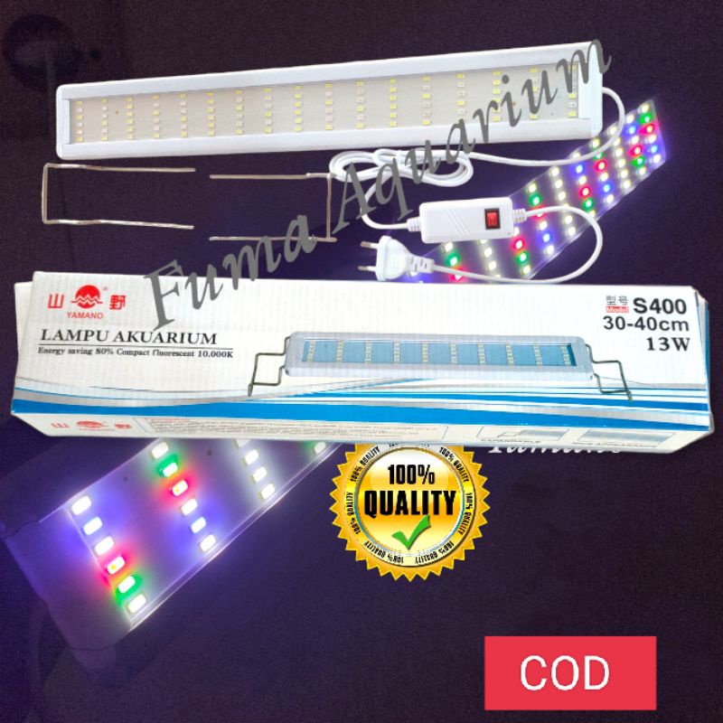 Lampu Led gantung Aquarium 6 baris Yamano S 400 13Watt 30-40cm super terang Akuarium Aquascape Nyala WRGB
