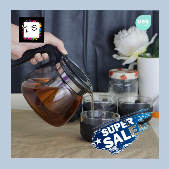 Peralatan Minum Teapot Kaca Dengan Saringan Set 5 In 1 Teapot