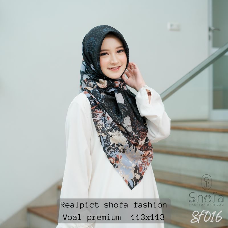 (@016 Voal motip shofa) Hijab segiempat voal motip premium best quality