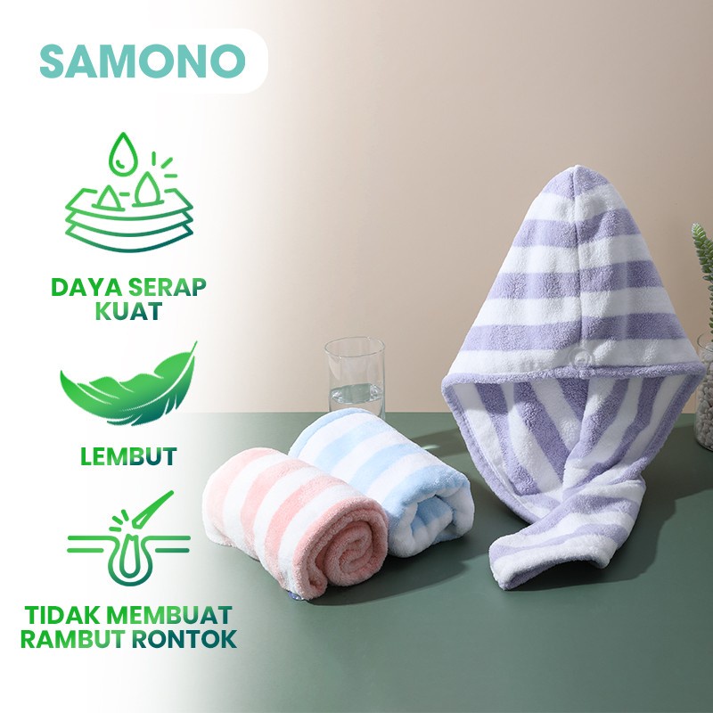 Samono Handuk Rambut Keramas Hair Dryer Fleece Cepat Kering Fiber Magic Towel Lembut Handuk Turban Pengering Rambut