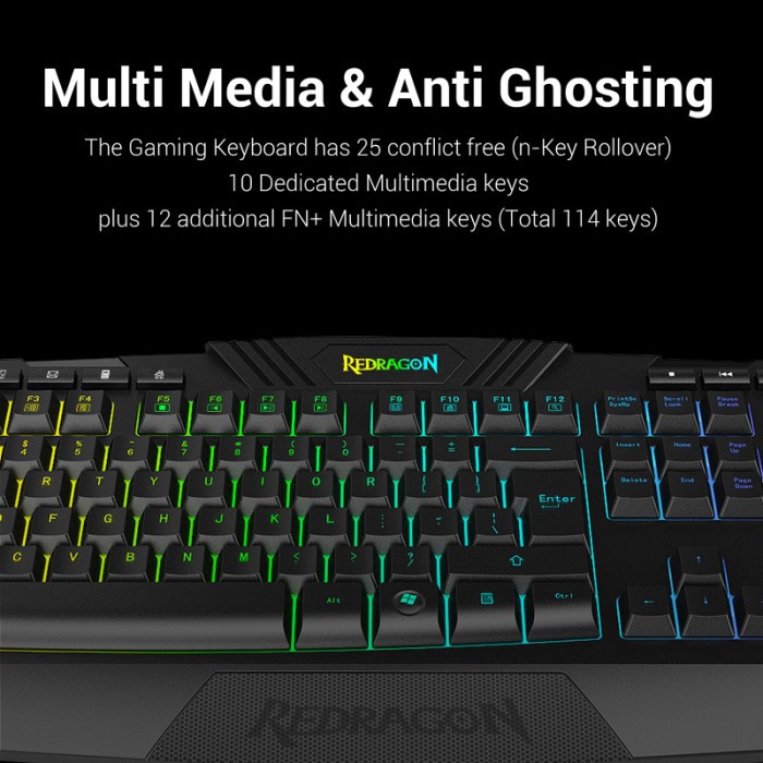 Keyboard Gaming Redragon KeyboardMouse 2 in 1 Combo RGB - S101-1