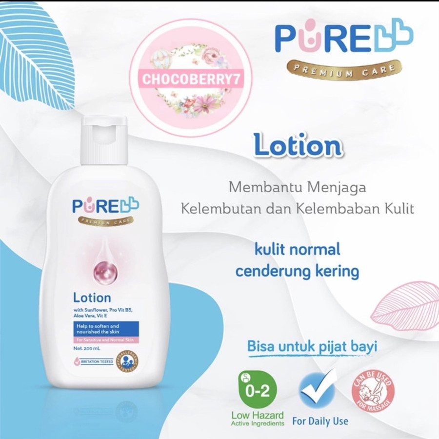 PureBB Lotion 200 ml Pure BB Lotion Baby Bayi Pelembab Kulit 200ml