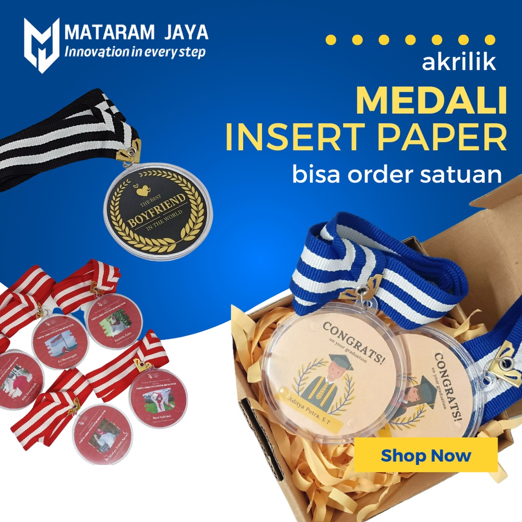 MJ Medali Acrylik (Medali Insert Paper) / kado ulang tahun / medali akrilik / medali insert paper