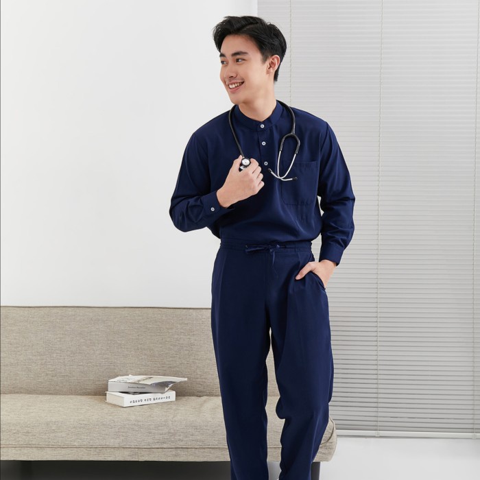 Baju Jaga MLS - NAVY Scrubs on Call Flowy Lengan Panjang