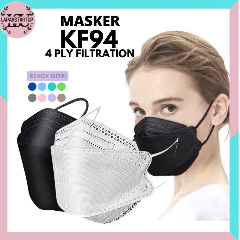 Masker KF94 4Ply Earloop  Isi 50 Pcs Hitam Putih LS