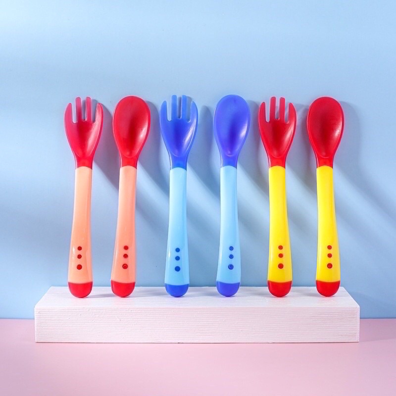 COD ✔️ Sendok Garpu Makan Bayi Silicone BPA Free