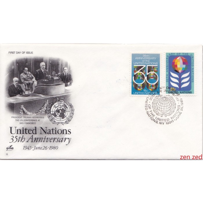 

A362 Prangko United Nations FDC 1980 The 35th Anniversary of UN 1 Pcs