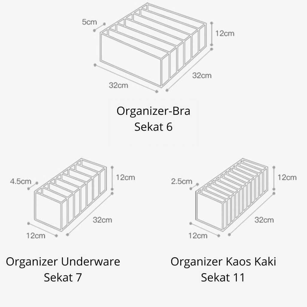 Underware Organizer Tempat Penyimpanan Pakaian Dalam Kaos Kaki Bra
