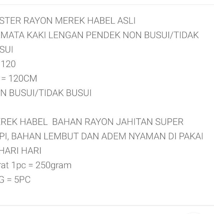 ➲Terbaru DASTER RAYON  HABEL NON BUSUI [5BK]