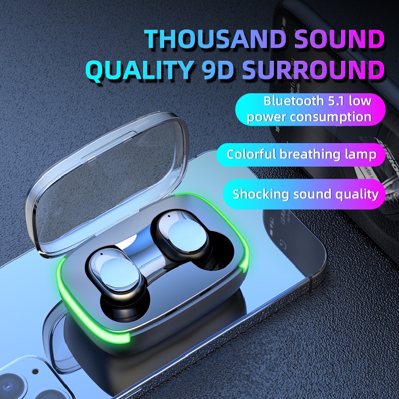 Headset TWS Bluetooth Gaming Wireless  Earphone Bluetooth Y60 5.1 Stereo Waterproof Earbuds Wireless Sport Earphones For Untuk Ponsel Cerdas Xiaomi Samsung OPPO Vivo