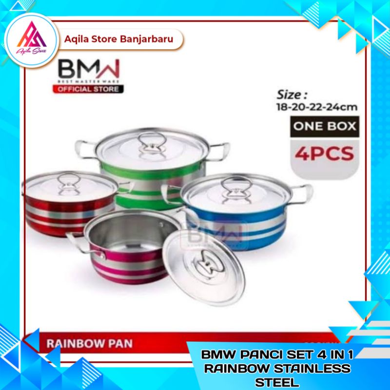 Panci Rainbow Set 4 IN 1 Stainless Steel BMW / Panci Pelangi BMW Set